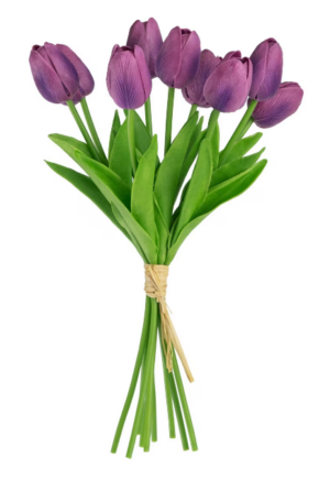 Tulips 9 Stem Bunch Artificial Plant Purple