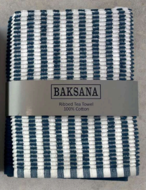 Baksana Ribbed Tea Towels Midnight 50X70 2 Pack