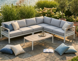 Vita White Outdoor Corner Suite + Coffee Table