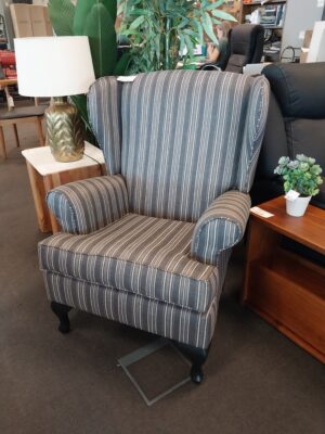 Wing Back Chair In Warwick Camden Charcoal Stripe