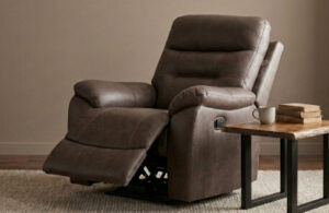 jackson recliner is shown in chocolate fabric