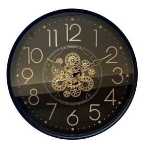Black And Gold Large Round Gear Clock 600X600X80