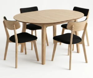 Foxton Round Ext Table 105X105 + 4 Black Chairs