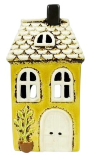 Ceramic Yellow Tealight House 8.5X7.5X17H