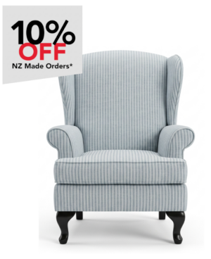 Wing Back Chair In Wa Sawyer Sky Fabric