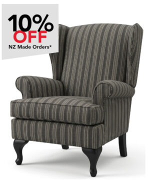 Wing Back Chair In Warwick Camden Charcoal Stripe