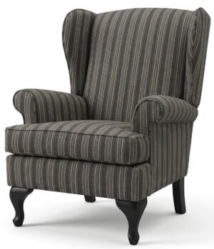 Wing Back Chair In Warwick Camden Charcoal Stripe