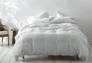 Laundered Linen Pinstripe Cloud Cali King Duvet Se