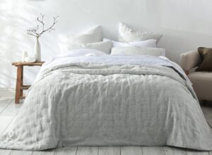 Laundered Linen Pinstripe Cloud King Bedspread