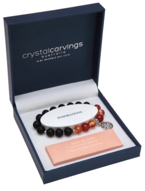 Tree Of Life Black/Red Agate Charm Bracelet