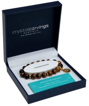 Tree Of Life Tiger Eye Gold Charm Bracelet