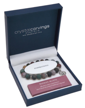 Tree Of Life Indian Agate Matte Charm Bracelet