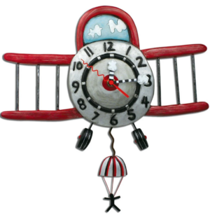 Airplane Jumper Pendulum Clock 33X33Cm