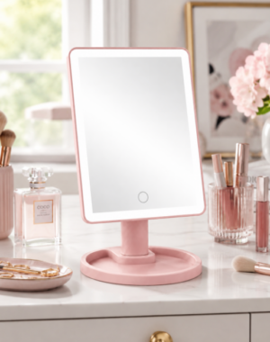 Glowstation Led Vanity Mirror W Pedestal Pink