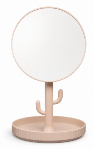Cactus Shaped Jewlery Organiser Mirror Pink