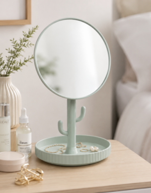 Cactus Shaped Jewlery Organiser Mirror Sage Green