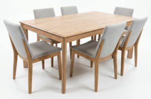 Luella 1800 Dining Table + 6 Upholstered Chairs