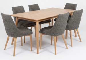 Nordik Large Dining Table + 6 Eva Anthracite Chair