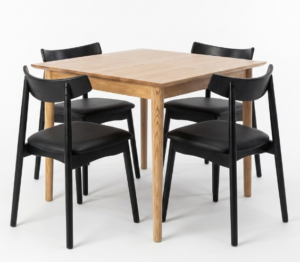Nordik Small Ext Table + 4 Wagner Black Chairs