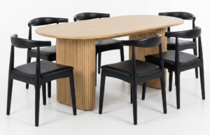 Palliser 2.2 Table + 6 Elbow Black Chairs