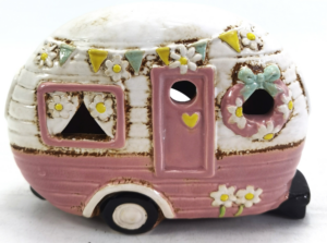 Ceramic Pink Caravan Tealight 18.5X7.5X13.5