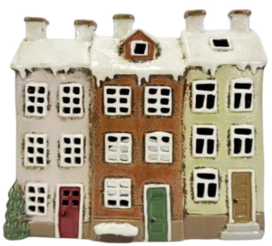 Ceramic Triple Tealight House 18.5X7.5X18