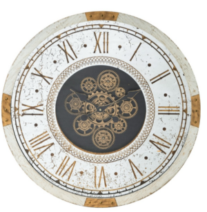 White And Gold Large Round Gear Clock 635X635X80