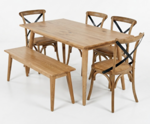 Reeves Smoked Oak 1500 Dining Table +Bench +4 Vill