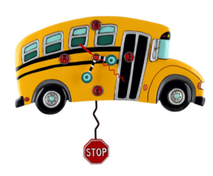 Yellow School Bus Pendulum Clock 30Cm