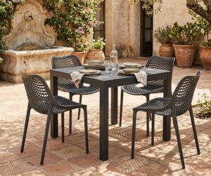 Matzo Gunmetal Table 900X900 + 4 Nikita Chairs