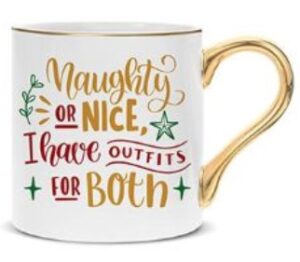Naughty Or Nice White Gold Xmas Mug