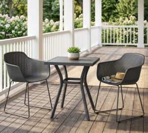 Daffodil Gunmetal Chat Set Table + 2 Lilac Chairs