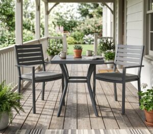 Daffodil Gunmetal Chat Set Table + 2 Mayfair Chair