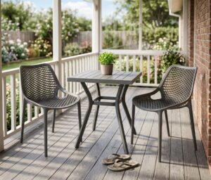 Daffodil Gunmetal Chat Set Table + 2 Nikita Chairs