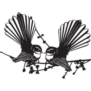 Pair Of Fantails On Branch Metal Wall Art 60X43