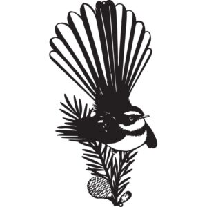 Fantail On Pine Branch Metal Wall Art 26X50Cm