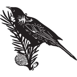 Tui On Pine Branch Metal Wall Art 26X50Cm