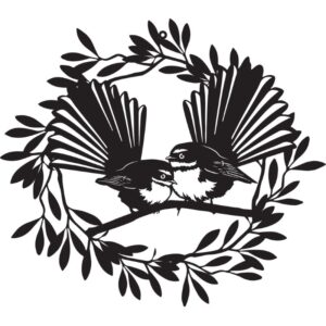 Fantail In Wreath Metal Wall Art 44X50Cm