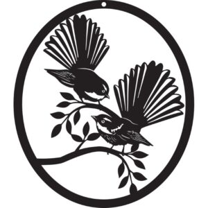 Two Fantails In Oval Metal Wall Art 43X50Cm
