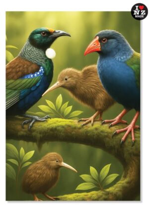 Tui Kiwi Takahe - Doug Healey A4 Acrylic Print