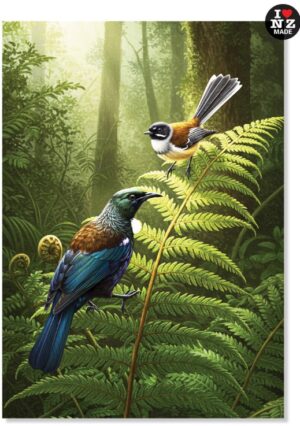 Tui & Fantail - Doug Healey A4 Acrylic Print