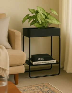 Black Metal Planter Square 400X400X750H