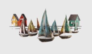 Sailing Regatta Wall Hanging 55X118X5Cm