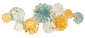 Teal And Yellow Metal Wall Art 45X118Cm