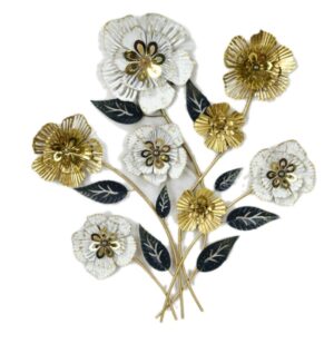 White And Gold Floral Bunch Wall Art Dimensions Tb