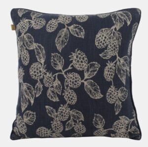 Berry Print Cushion Blue 45X45Cm Cotton