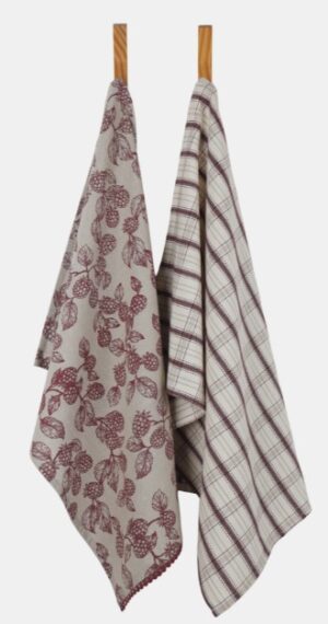 Berry Tea Towel Red Set Of 2 Recycled Cotton