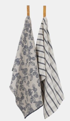 Berry Tea Towel Blue Set Of 2 Recycled Cotton