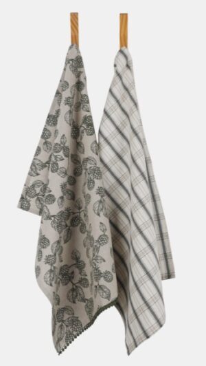 Berry Tea Towel Olive Set Of 2 Recycled Cotton