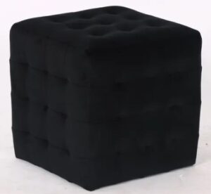 Cube Black Velvet Ottoman 37.5X37.5X38.5Cm